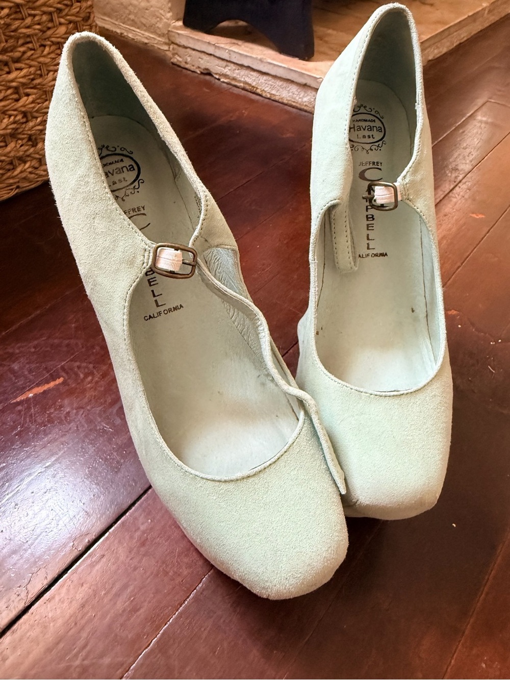 Jeffrey Campbell Mint Green Suede Mary Jane Heels